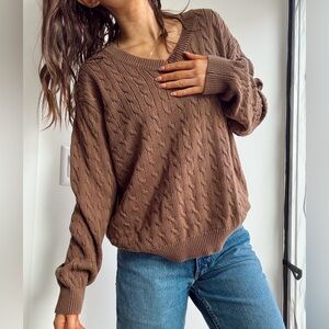 Brandy Melville Brown Crew Neck Sweater